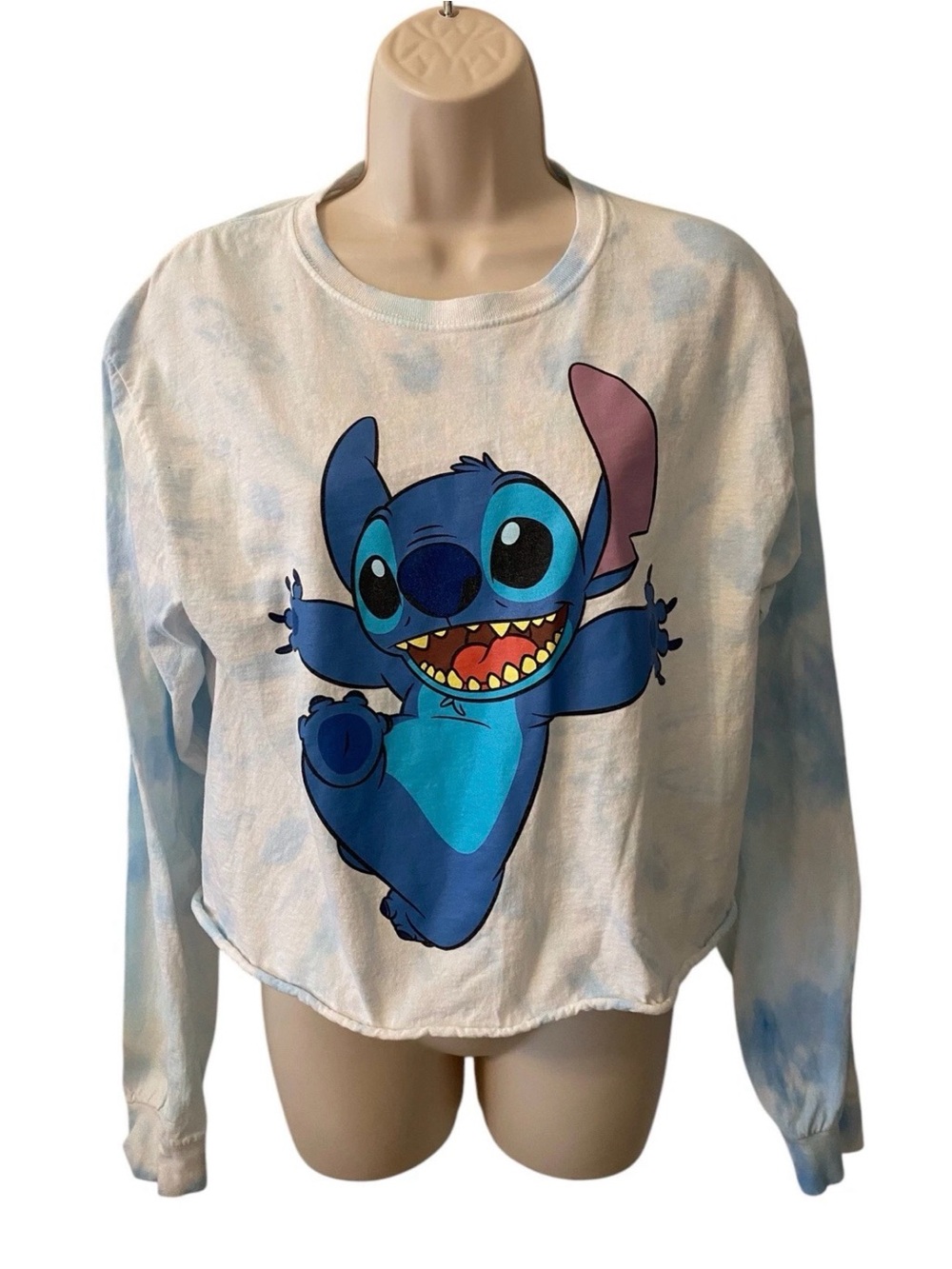 Disney Blue Tie-Dye Stitch Graphic Long Sleeve Top